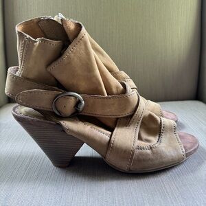 Mjus Tan Leather Strappy Open Toe Heeled Sandals – EU 39 / US 8
